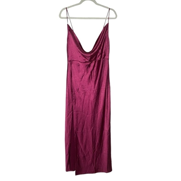 LIONESS Magenta Walk The Line Satin Midi Dress Size XXL - Picture 4 of 15